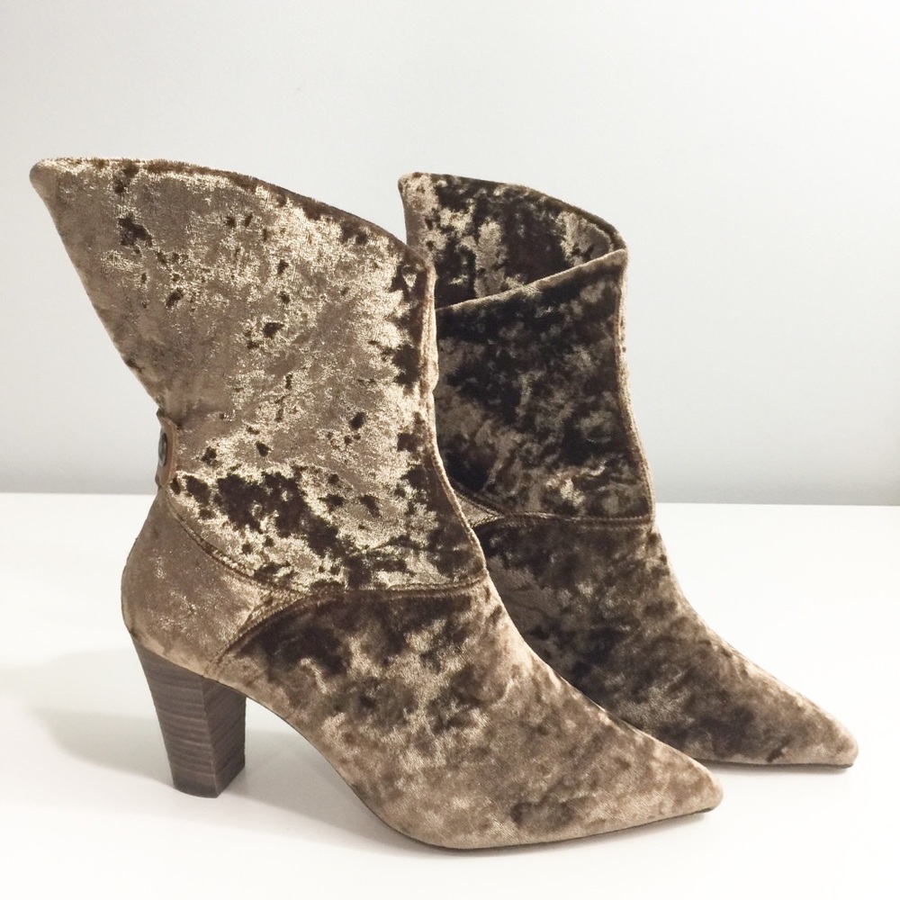 Free People Moonlight Velvet Gold Booties